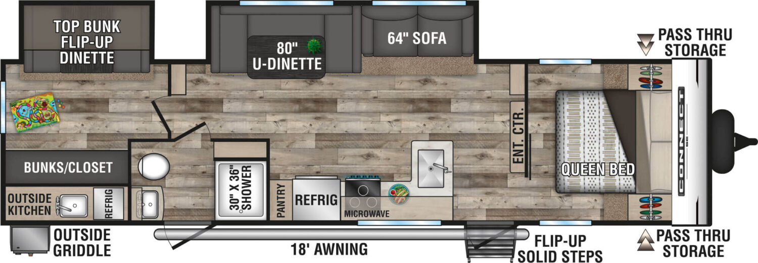 2021-KZ-RV-Connect-SE-C312BHKSE-Travel-Trailer-Floorplan